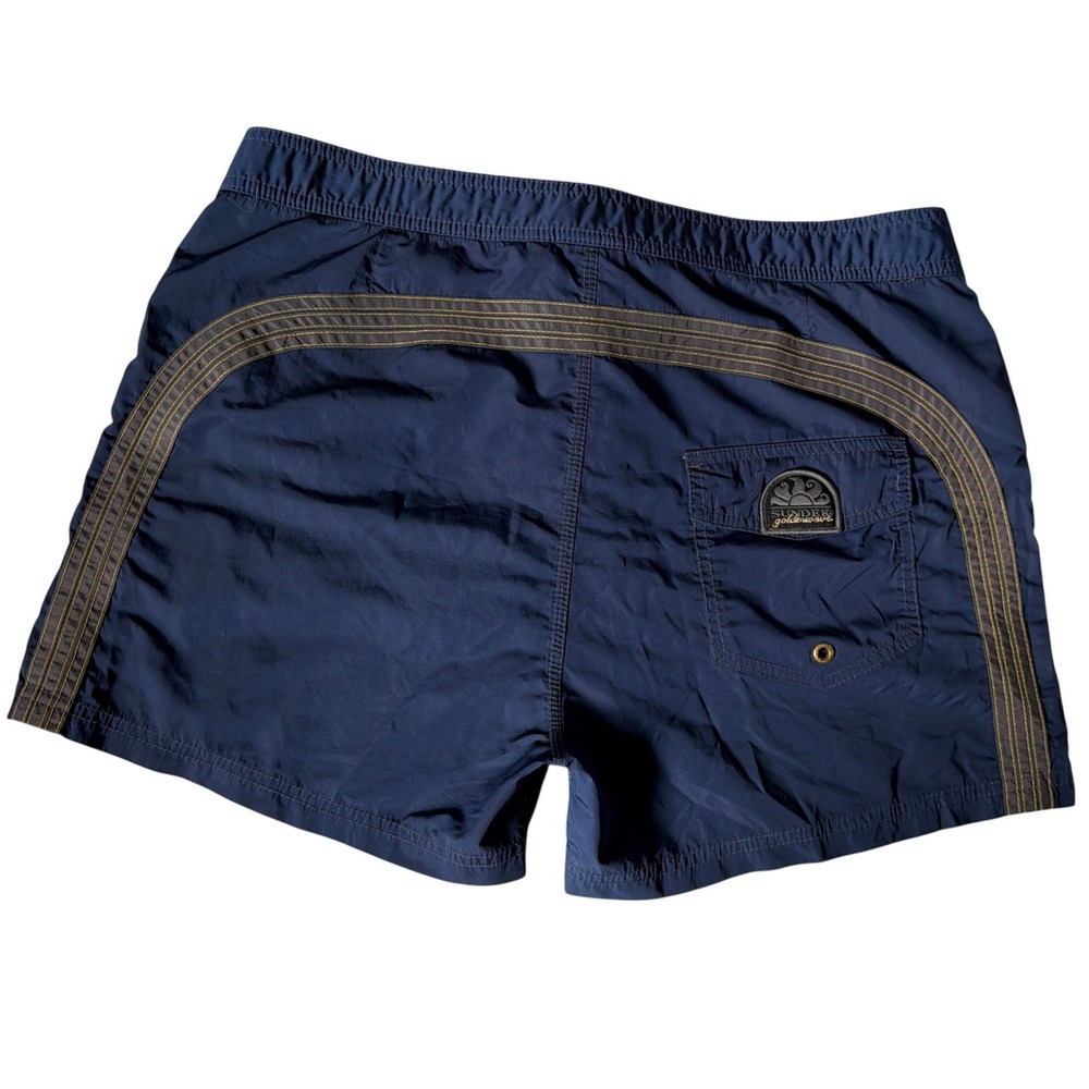 Sundek Goldenwave Mens Size 34 Fixed Waist Board Shorts Iconic Taffeta Rare